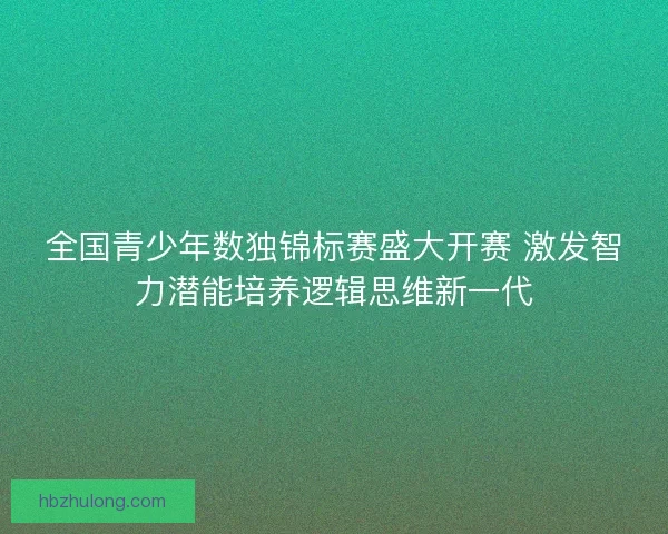 全国青少年数独锦标赛盛大开赛 激发智力潜能培养逻辑思维新一代